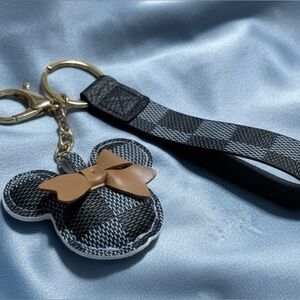 Blue and black checkered Minnie Mouse Keychain/ purse charm